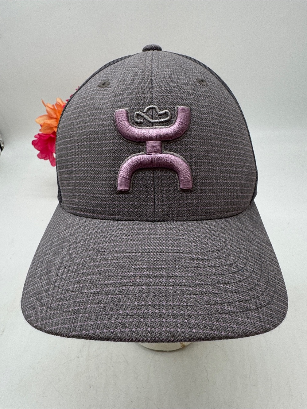 Get Your Hooey Gray Trucker Hat with Pink Embroidered Logo HT10271G